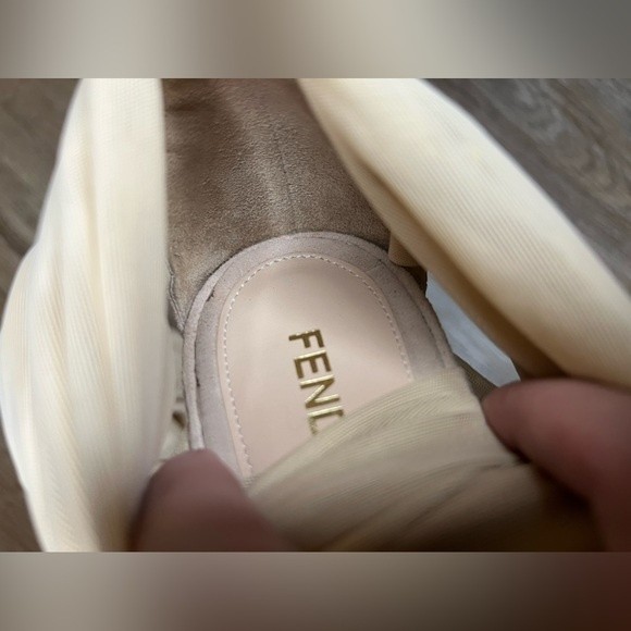 Authentic Fendi Beige Suede Strappy Platform Sandals Slingback Heels Size 11 - Picture 5 of 11